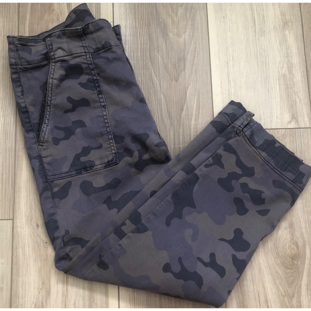 Kut from theKloth Camo High Rise Crop Straight Leg Utility Pants Grey Women Sz10